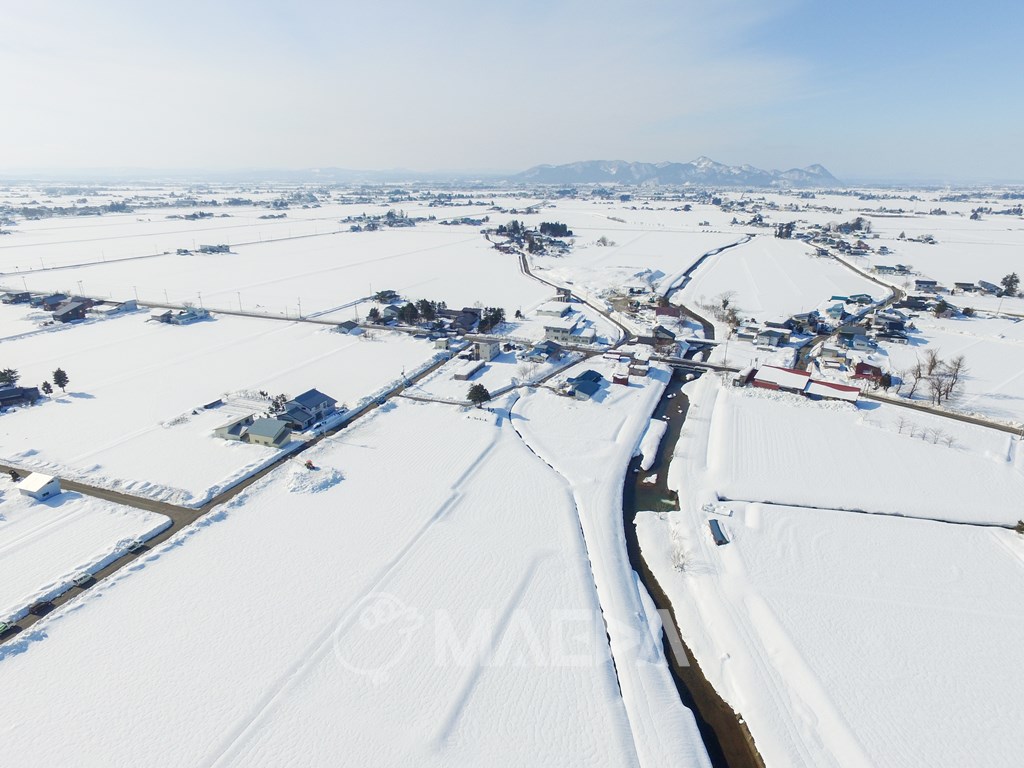 冬の仙北平野空撮